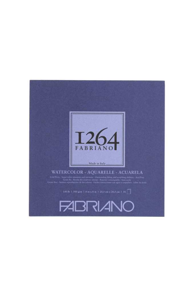 Fabriano 1264 Watercolor Pad, 140 140lb. (300gsm): Glue Bound, 8" x 8"