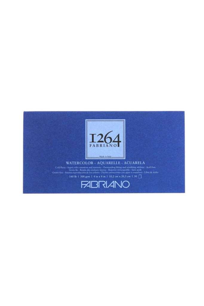 Fabriano 1264 Watercolor Pad, 140 140lb. (300gsm): Glue Bound, 4" x 8"