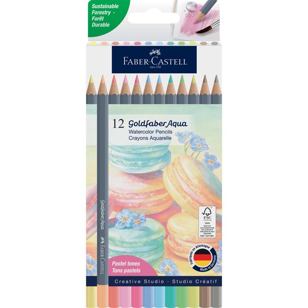 Goldfaber Aqua Watercolor Pencils, Box of 12 Pastel Colors
