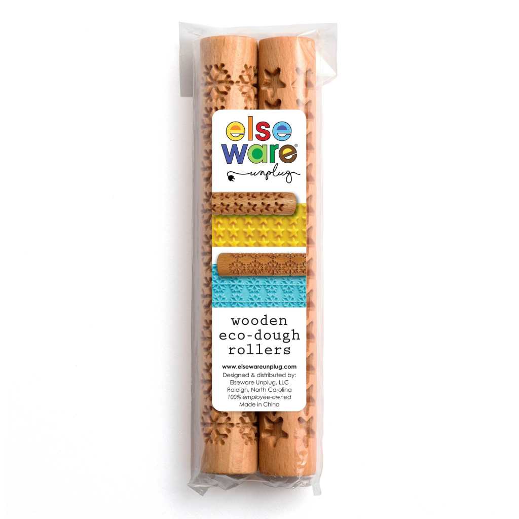 Eco-Dough Wooden Rollers with Creative Embossments